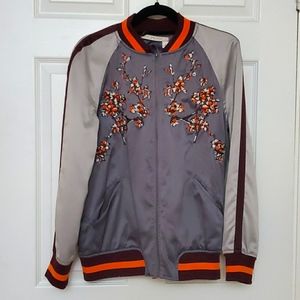 Chelsea & Violet grey embroidered bomber jacket